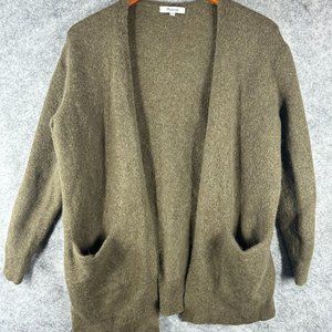 Madewell Women Small Open Cardigan Sweater Wool Alpaca Nylon Blend Olive Pocket